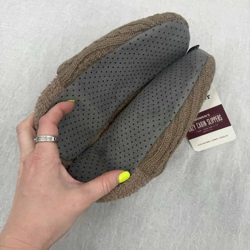Northeast Outfitters Cozy Cabin Women's Diamond Knit Slippers S/M Taupe